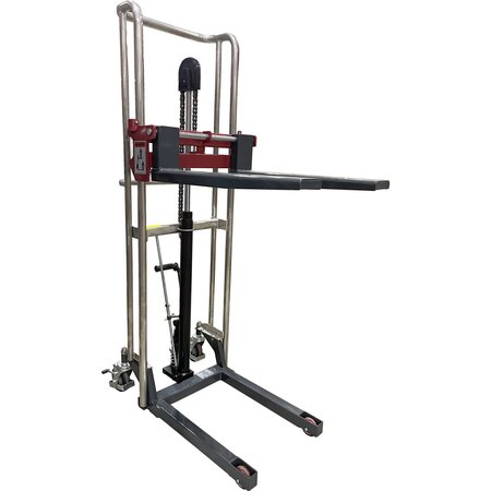 PAKE HANDLING TOOLS Manual Stacker, 880 lb. Cap, 59" Lift Height, Adjustable Fork PAKMS01